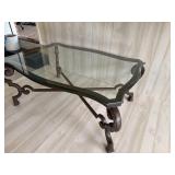 Large Metal Coffee Table with Glass Top