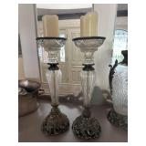 Bronze and Crystal Candlesticks