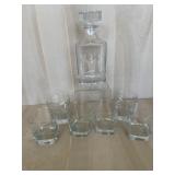 Etched Elk Decanter with Cocktail Glasses