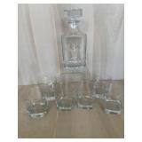 Etched Elk Decanter with Cocktail Glasses