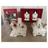 Lenox Holiday Toy Train Candlesticks; Salt Pepper