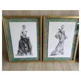 Framed Charcoal Model Sketch Prints