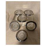Vintage Leonard Silver Plate Glass Coasters