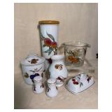 Royal Worcester Evesham Canisters; Salt & Pepper