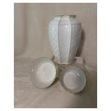 Fitz and Floyd Vase and Lenox Bowls