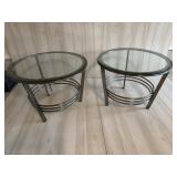 Round Chrome Side Tables with Glass Tops