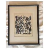 Framed Signed Sadao Watanabe Japanese Art 1971