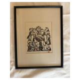 Framed Signed Sadao Watanabe Japanese Art 1976
