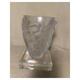 Large Lalique Crystal Martinets Vase Frosted