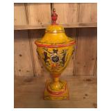 Lidded Painted Tole Urn