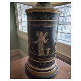 Chinoiserie Black and Gilt Tole Lamp