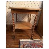 Small Wood Table with Barley Twist Legs, Casters