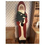 Tall Hand Painted Wood Santa (62' tall)