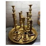 Brass Candle Sticks and Tray