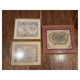 Framed European Maps, World Map
