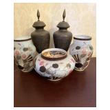 Hand Painted Milk Glass Floral Vases and more