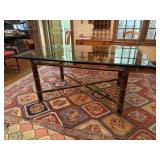 Glass Top Table with Bamboo Base
