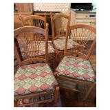 Wood Dining Chairs with Straw Seats and Cushions