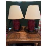Cranberry Vase Mounted Lamps