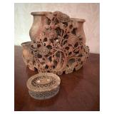 Vintage Chinese Hand Carved Soapstone Double Vase