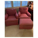 Upholstered Club Chairs (set of 2) and Ottoman