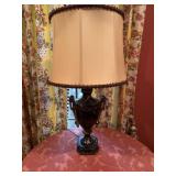 French Green Marble and Bronze Urn Lamp