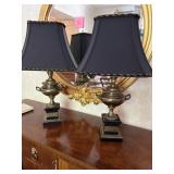 Vintage Mid-Century Empire Style Lamps Brass Urns