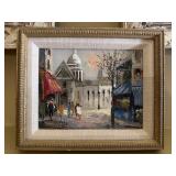 Small Oil Painting French Parisian Street Scene