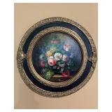 Signed Round Framed Victorian Floral Painting