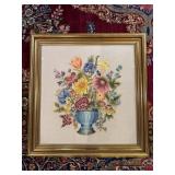 Framed Floral Needlework