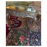 Small Square Wood Side Table with Glass Inlay