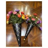 Faux Flowers and Wall Vases