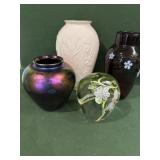 Lenox Vase; Glass Paper Weight; and more