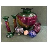 Decorative Glass Vase; Candlesticks; and more
