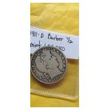 1911 D Barber Half Dollar