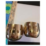 2 Vintage Brass Round Candle Holder With Trees