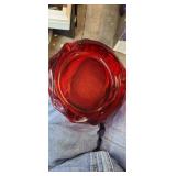 9 Inch Ruby Red  Cigar Ash Tray-vintage