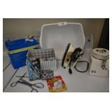 Mixer, iron, scissors, dog treat jar