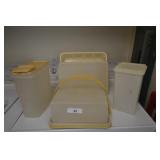 Tupperware, bread, cake, cereal, bacon