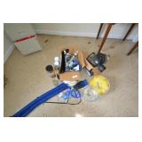 2 lights, spray paint, jars, drape hangers