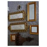 Mirror, wall shelf, 2 wall hangings