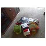 Tea towels, scales, pot holders