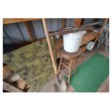 Shovel, bar stool, kerosene heater board,
