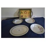 Tray, 3 bowls, 1 plate