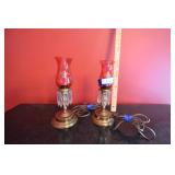 2 cranberry lusters with brass base