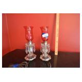 2 cranberry lusters with glass base