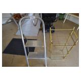 2 step ladder, brass colored shelf