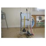 Plunger, step stool, flag, yard tool