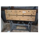 Metal and wood work bench