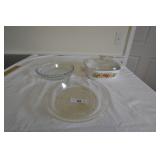Pyrex with lid, 2 glass pie plates